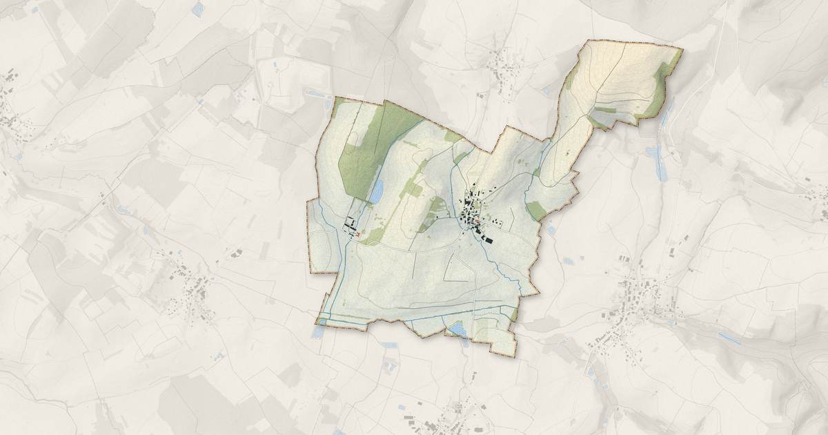 Portrait cartographique de Nossoncourt : relief, eau, forêts, bâti et voies, calculés à partir des données de l'IGN