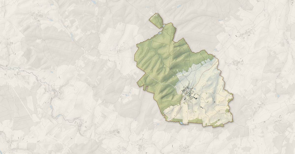 Portrait cartographique de Padoux : relief, eau, forêts, bâti et voies, calculés à partir des données de l'IGN