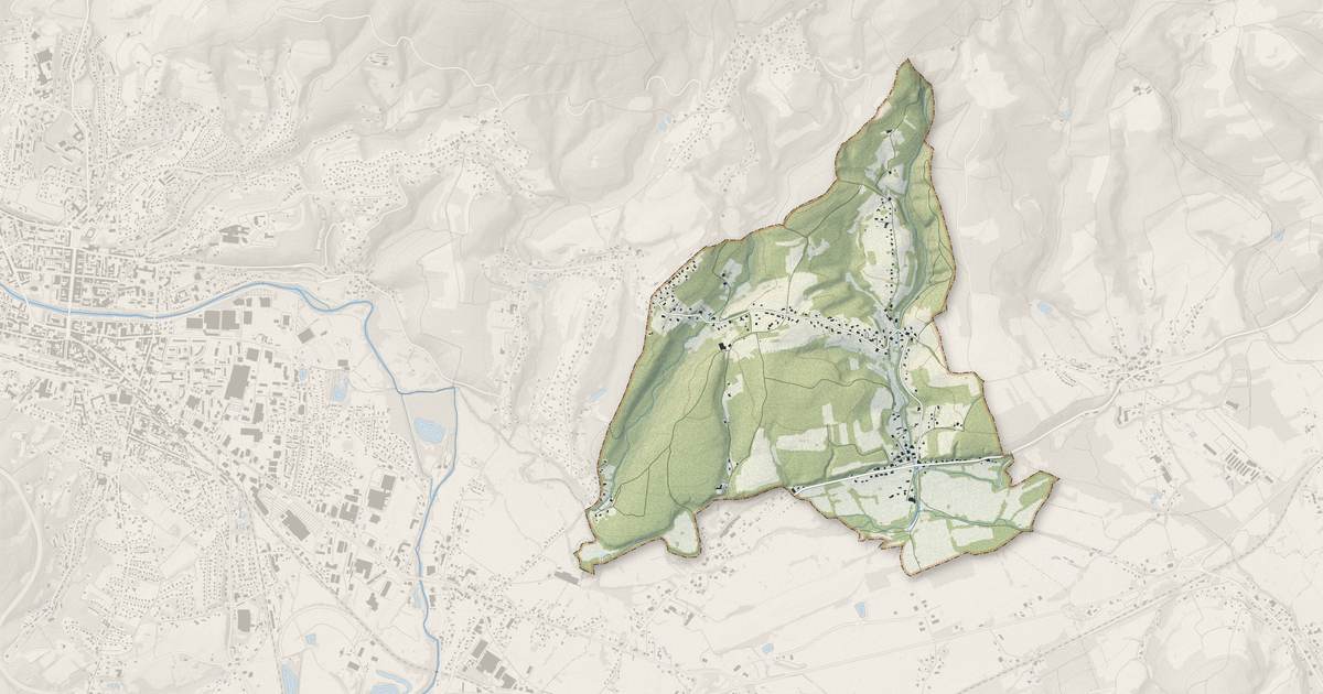 Portrait cartographique de Pair-et-Grandrupt : relief, eau, forêts, bâti et voies, calculés à partir des données de l'IGN