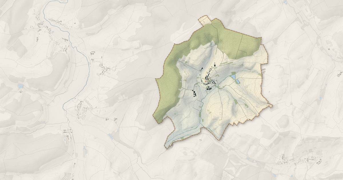 Portrait cartographique de Parey-sous-Montfort : relief, eau, forêts, bâti et voies, calculés à partir des données de l'IGN
