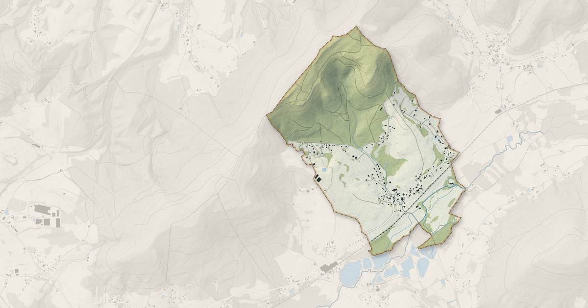 Portrait cartographique de Les Poulières : relief, eau, forêts, bâti et voies, calculés à partir des données de l'IGN