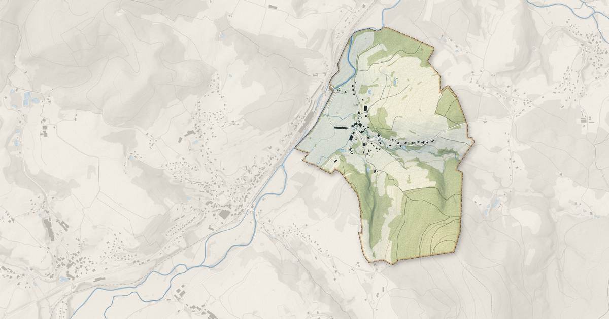 Portrait cartographique de Prey : relief, eau, forêts, bâti et voies, calculés à partir des données de l'IGN