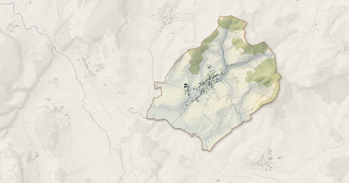 Portrait cartographique de Rainville : relief, eau, forêts, bâti et voies, calculés à partir des données de l'IGN