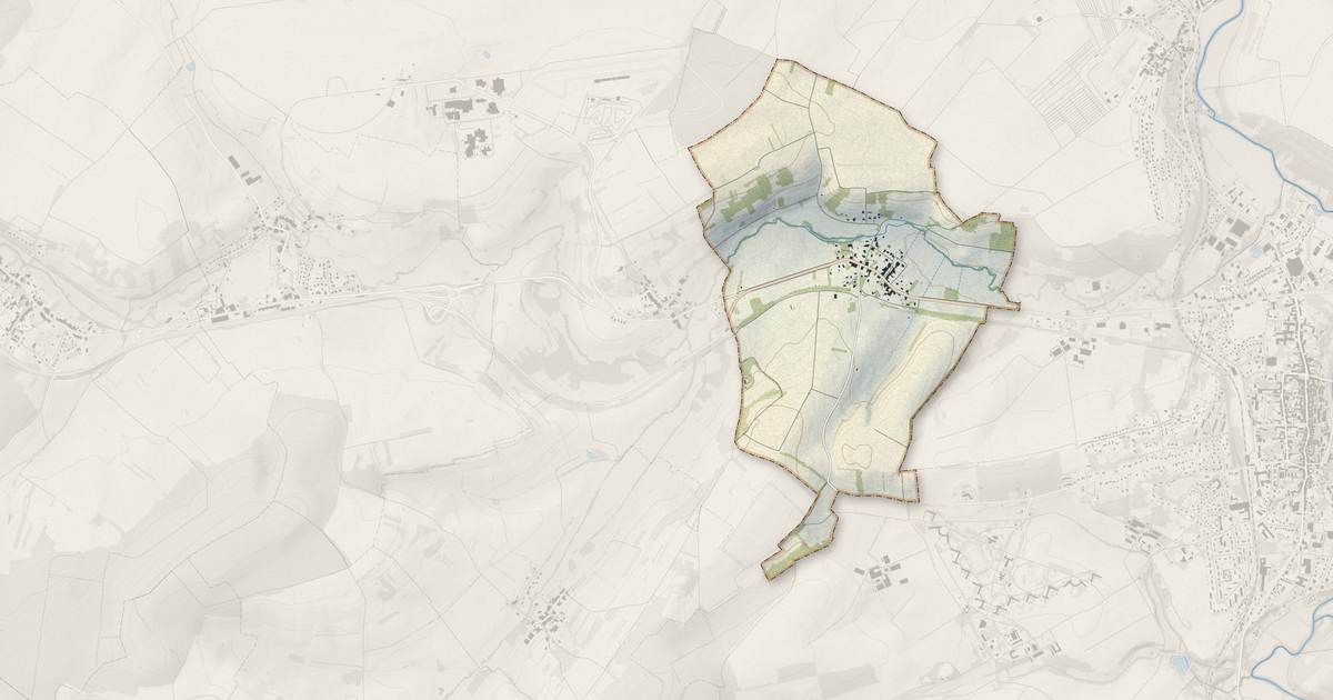 Portrait cartographique de Ramecourt : relief, eau, forêts, bâti et voies, calculés à partir des données de l'IGN