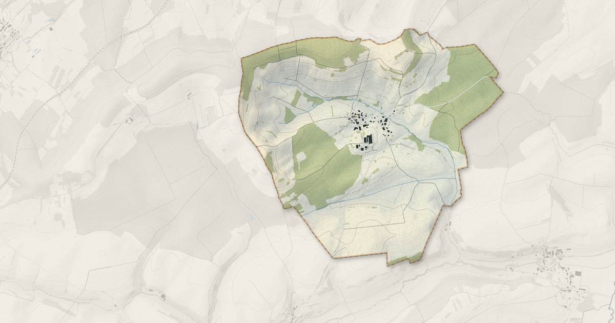Portrait cartographique de Rancourt : relief, eau, forêts, bâti et voies, calculés à partir des données de l'IGN
