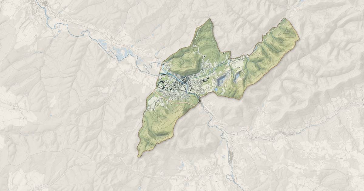 Portrait cartographique de Raon-l'Étape : relief, eau, forêts, bâti et voies, calculés à partir des données de l'IGN
