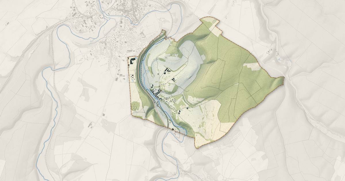 Portrait cartographique de Rebeuville : relief, eau, forêts, bâti et voies, calculés à partir des données de l'IGN
