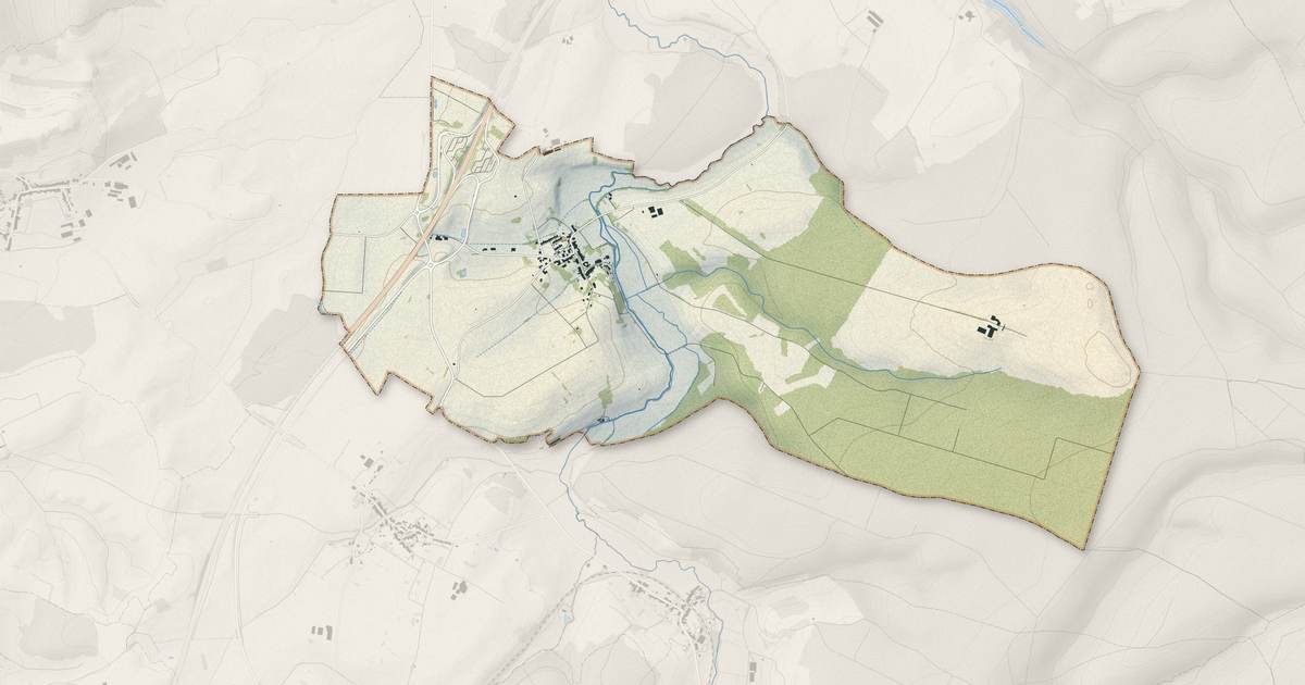 Portrait cartographique de Robécourt : relief, eau, forêts, bâti et voies, calculés à partir des données de l'IGN