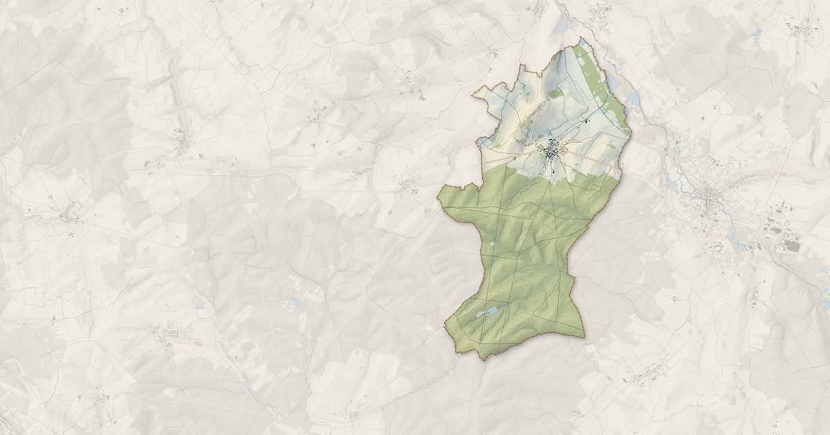Portrait cartographique de Romont : relief, eau, forêts, bâti et voies, calculés à partir des données de l'IGN