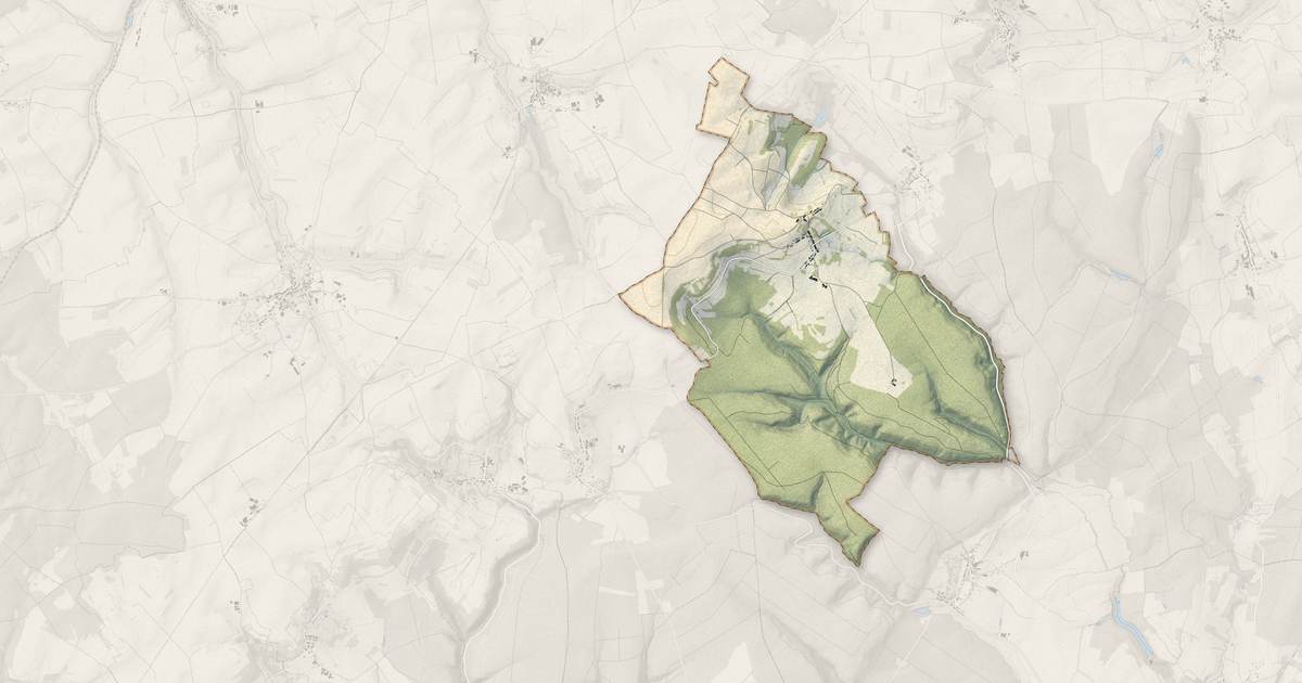 Portrait cartographique de Saint-Baslemont : relief, eau, forêts, bâti et voies, calculés à partir des données de l'IGN