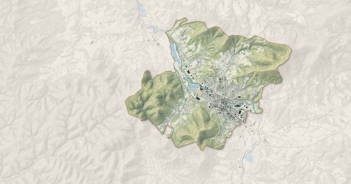 Portrait cartographique de Saint-Dié-des-Vosges : relief, eau, forêts, bâti et voies, calculés à partir des données de l'IGN
