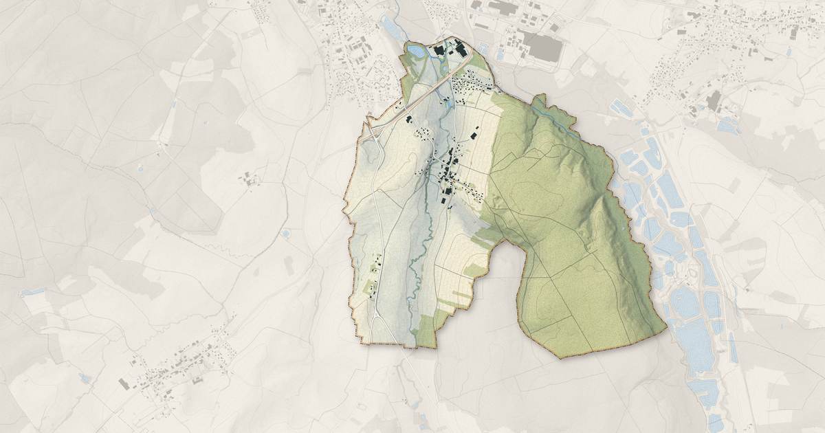 Portrait cartographique de Saint-Gorgon : relief, eau, forêts, bâti et voies, calculés à partir des données de l'IGN