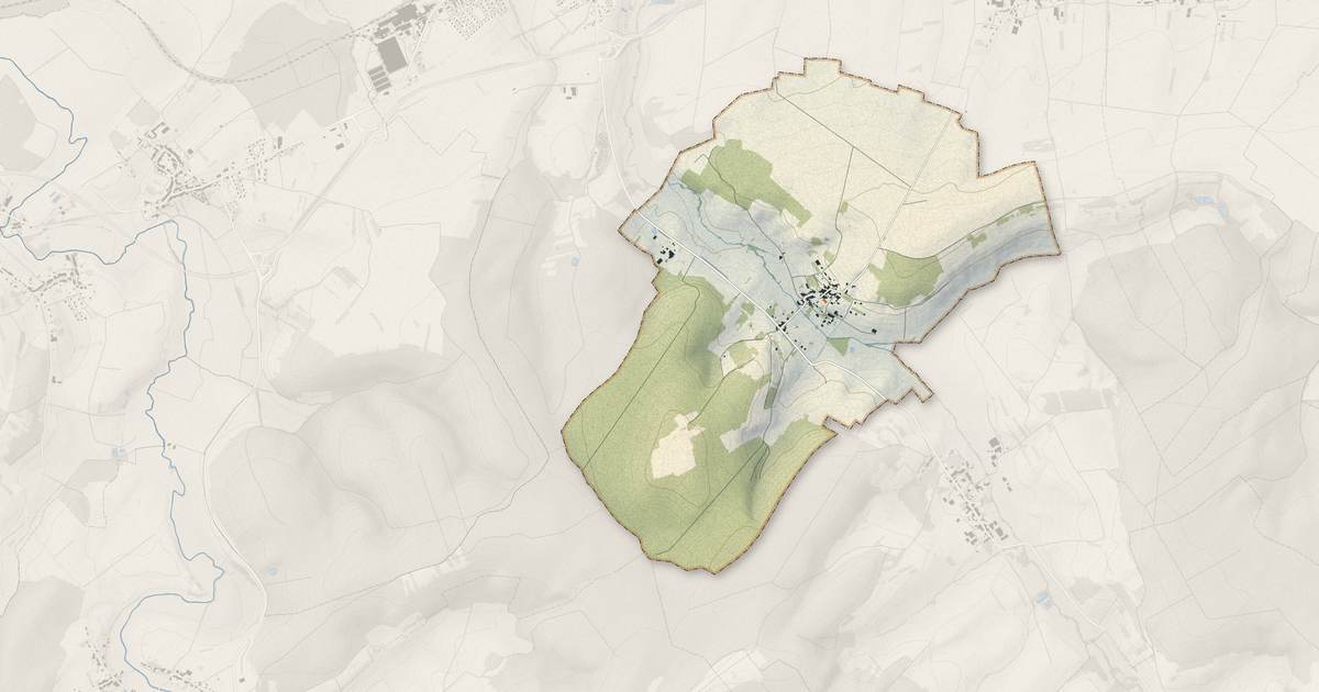Portrait cartographique de Saint-Menge : relief, eau, forêts, bâti et voies, calculés à partir des données de l'IGN