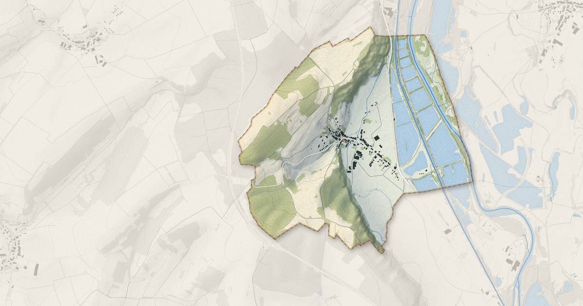Portrait cartographique de Socourt : relief, eau, forêts, bâti et voies, calculés à partir des données de l'IGN
