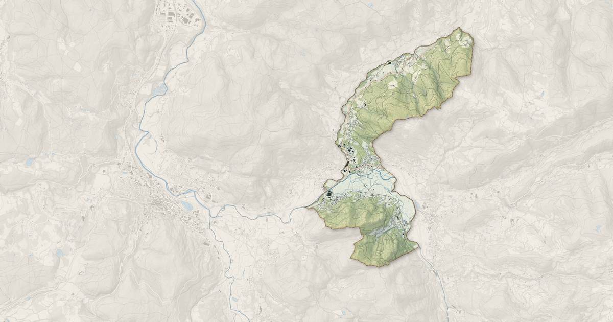 Portrait cartographique de Le Syndicat : relief, eau, forêts, bâti et voies, calculés à partir des données de l'IGN