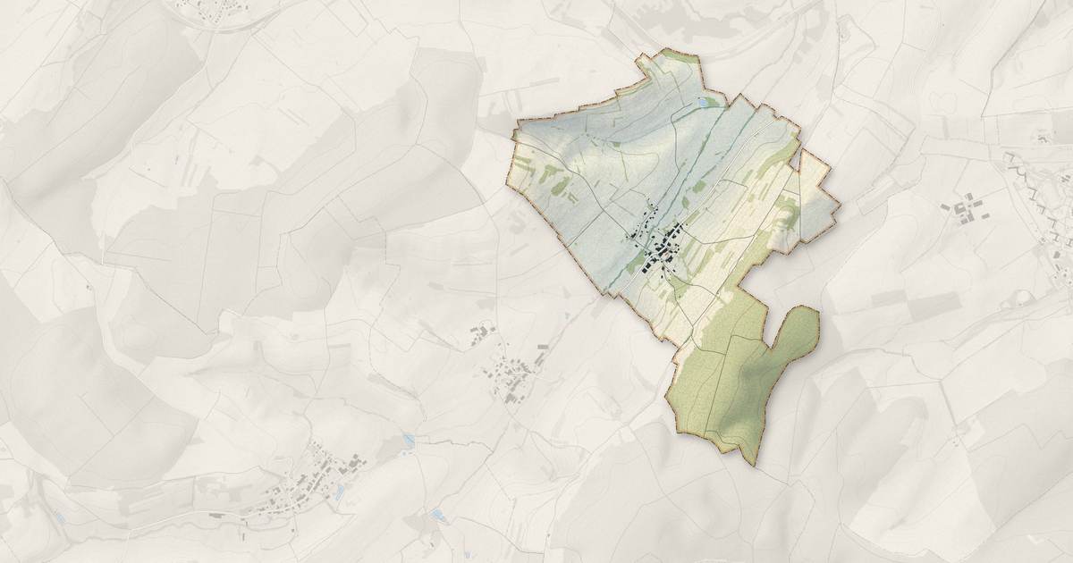 Portrait cartographique de Thiraucourt : relief, eau, forêts, bâti et voies, calculés à partir des données de l'IGN