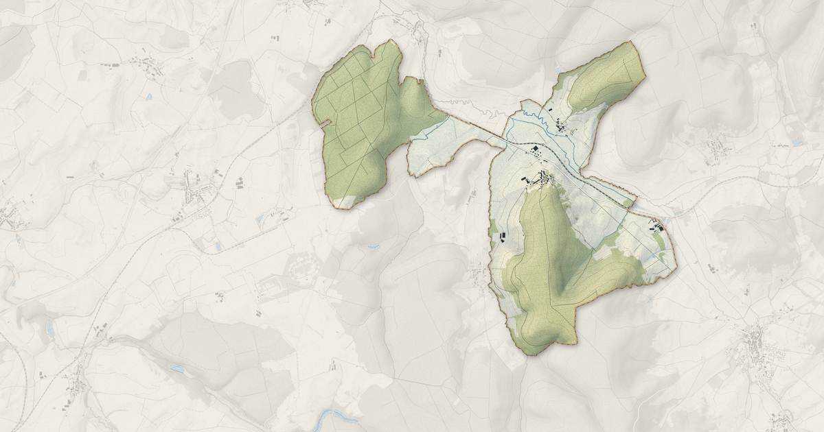 Portrait cartographique de Tollaincourt : relief, eau, forêts, bâti et voies, calculés à partir des données de l'IGN