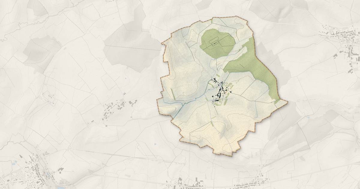 Portrait cartographique de Totainville : relief, eau, forêts, bâti et voies, calculés à partir des données de l'IGN