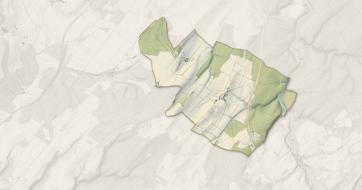 Portrait cartographique de Tranqueville-Graux : relief, eau, forêts, bâti et voies, calculés à partir des données de l'IGN