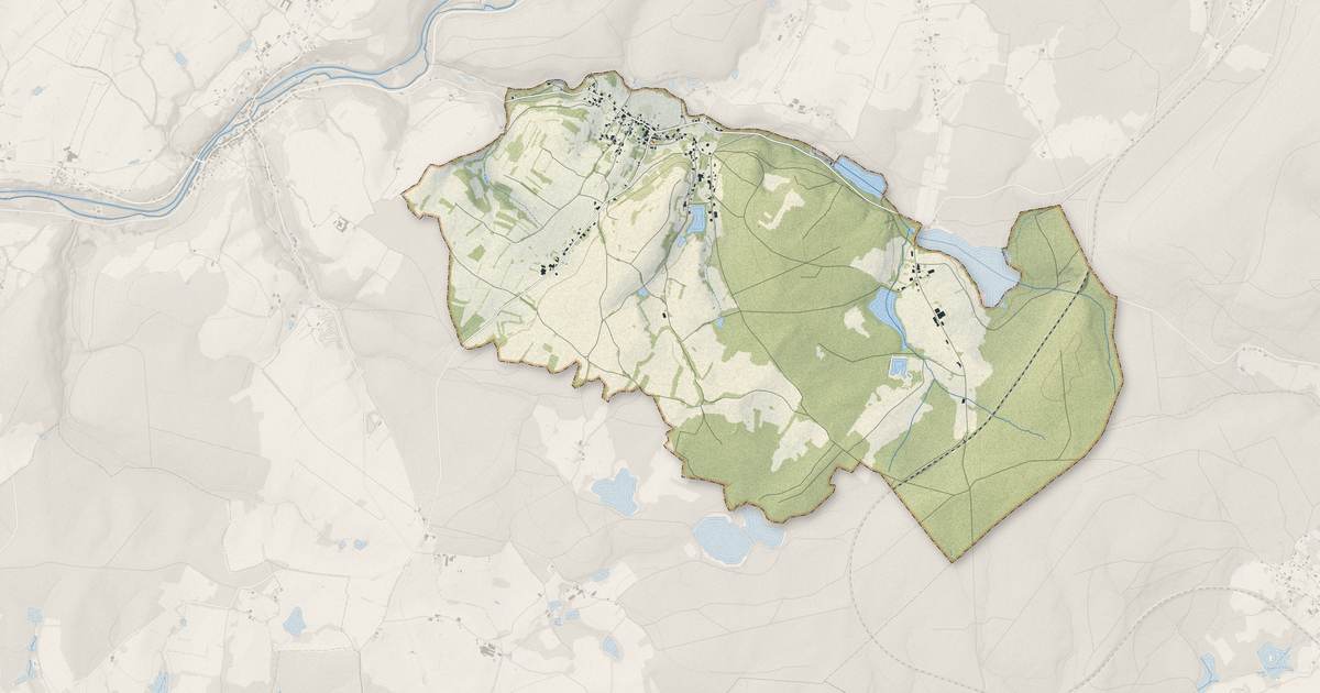 Portrait cartographique de Trémonzey : relief, eau, forêts, bâti et voies, calculés à partir des données de l'IGN