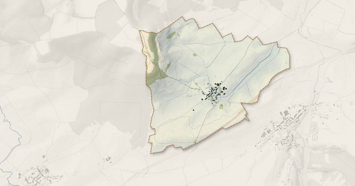 Portrait cartographique de Urville : relief, eau, forêts, bâti et voies, calculés à partir des données de l'IGN