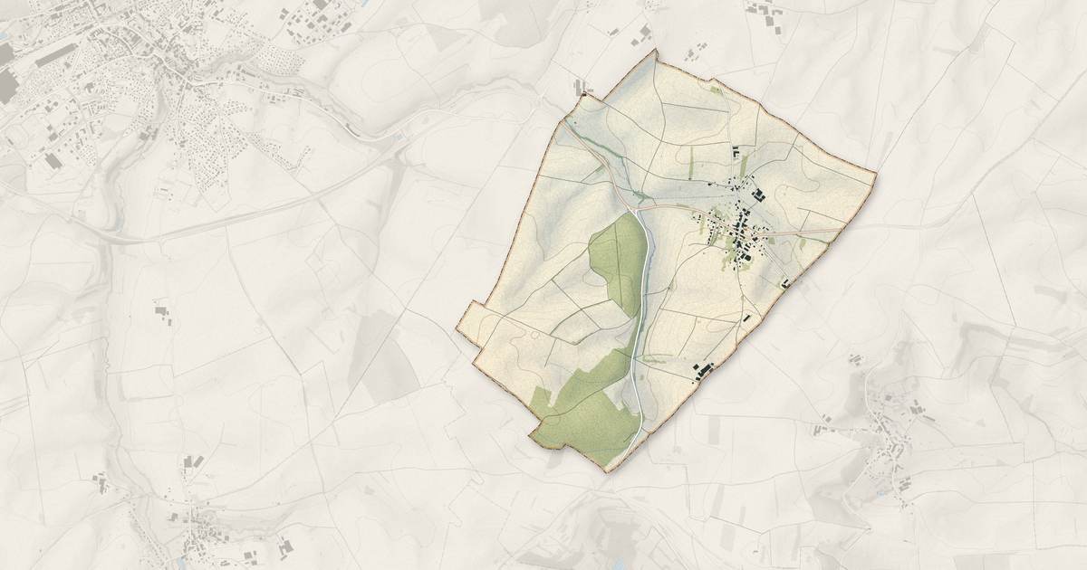 Portrait cartographique de Valleroy-le-Sec : relief, eau, forêts, bâti et voies, calculés à partir des données de l'IGN