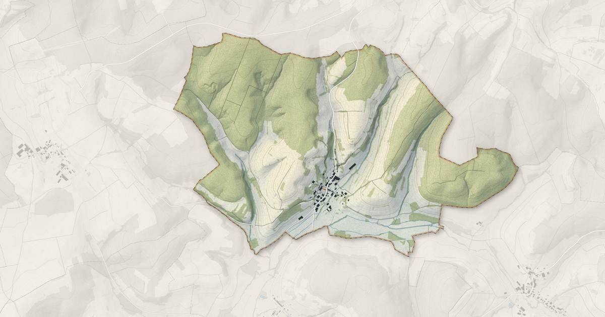 Portrait cartographique de Vaubexy : relief, eau, forêts, bâti et voies, calculés à partir des données de l'IGN