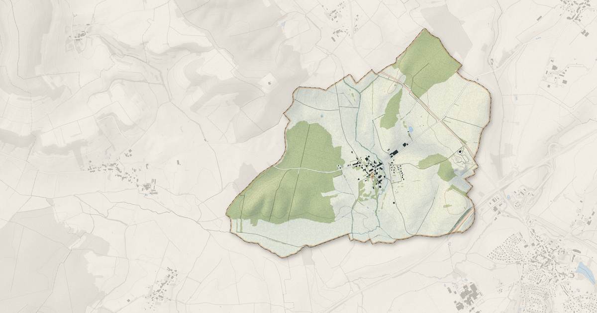 Portrait cartographique de Vaudoncourt : relief, eau, forêts, bâti et voies, calculés à partir des données de l'IGN