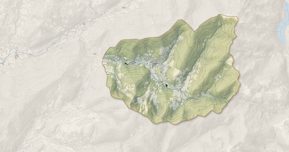 Portrait cartographique de Ventron : relief, eau, forêts, bâti et voies, calculés à partir des données de l'IGN