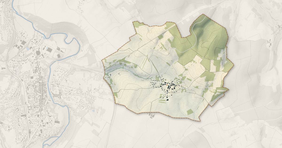 Portrait cartographique de Villers : relief, eau, forêts, bâti et voies, calculés à partir des données de l'IGN