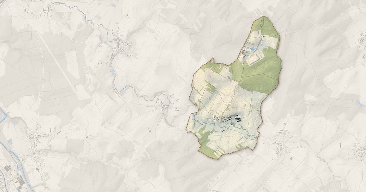 Portrait cartographique de Villoncourt : relief, eau, forêts, bâti et voies, calculés à partir des données de l'IGN
