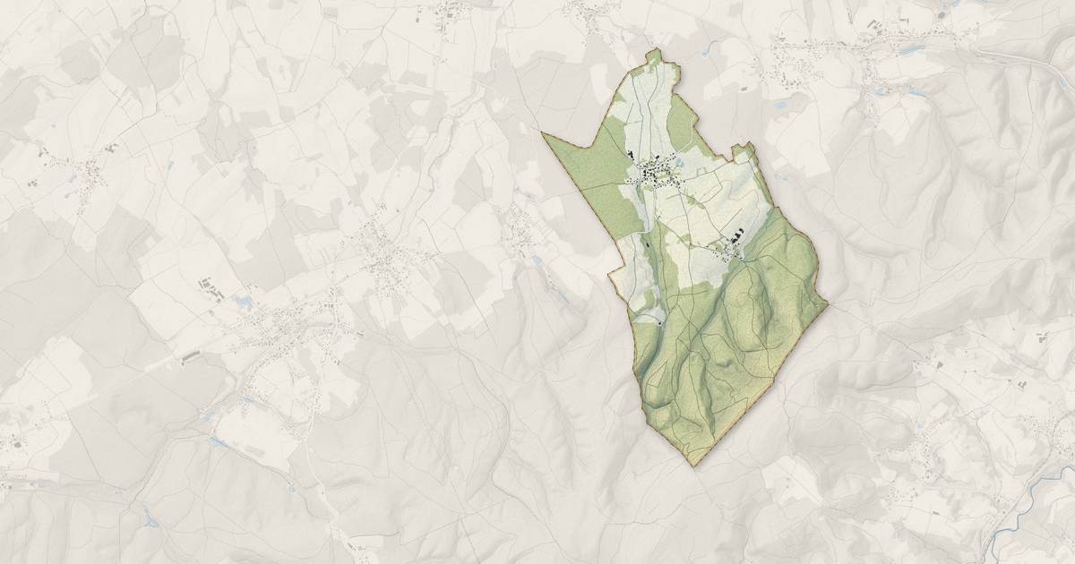 Portrait cartographique de Viménil : relief, eau, forêts, bâti et voies, calculés à partir des données de l'IGN