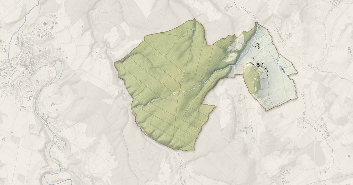 Portrait cartographique de Vouxey : relief, eau, forêts, bâti et voies, calculés à partir des données de l'IGN