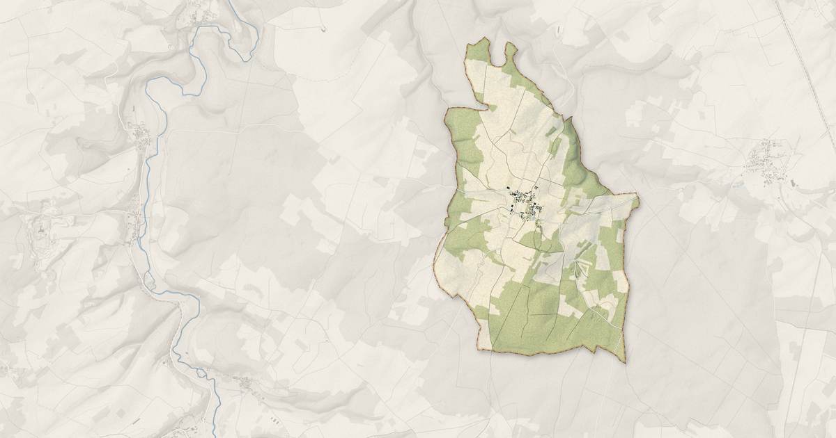 Portrait cartographique de Annoux : relief, eau, forêts, bâti et voies, calculés à partir des données de l'IGN