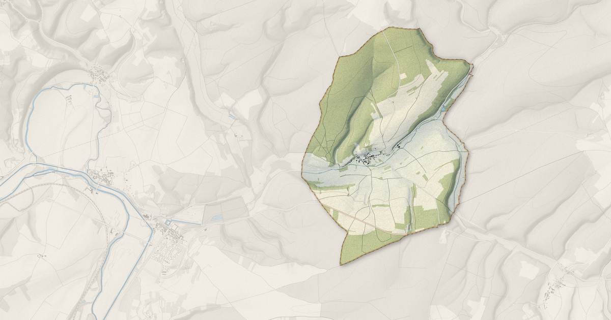 Portrait cartographique de Baon : relief, eau, forêts, bâti et voies, calculés à partir des données de l'IGN