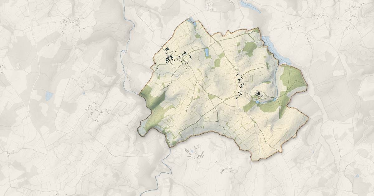 Portrait cartographique de Beauvilliers : relief, eau, forêts, bâti et voies, calculés à partir des données de l'IGN