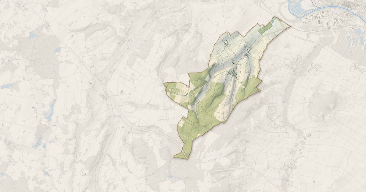 Portrait cartographique de Béon : relief, eau, forêts, bâti et voies, calculés à partir des données de l'IGN