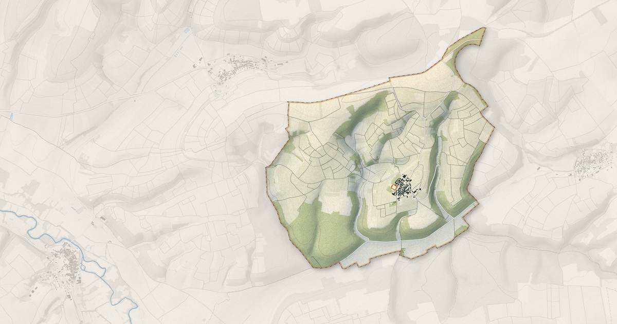 Portrait cartographique de Béru : relief, eau, forêts, bâti et voies, calculés à partir des données de l'IGN