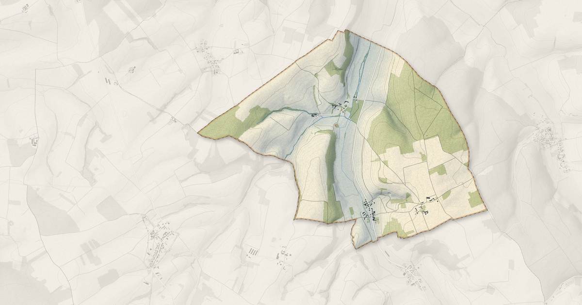 Portrait cartographique de Cérilly : relief, eau, forêts, bâti et voies, calculés à partir des données de l'IGN