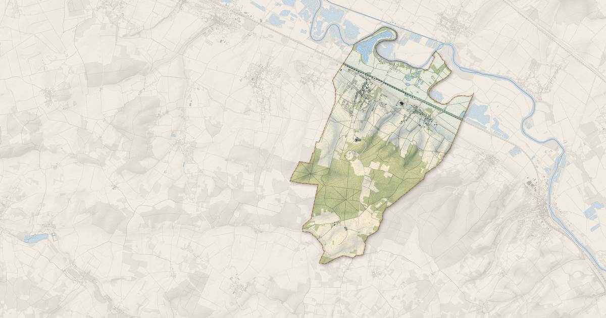 Portrait cartographique de Champigny : relief, eau, forêts, bâti et voies, calculés à partir des données de l'IGN