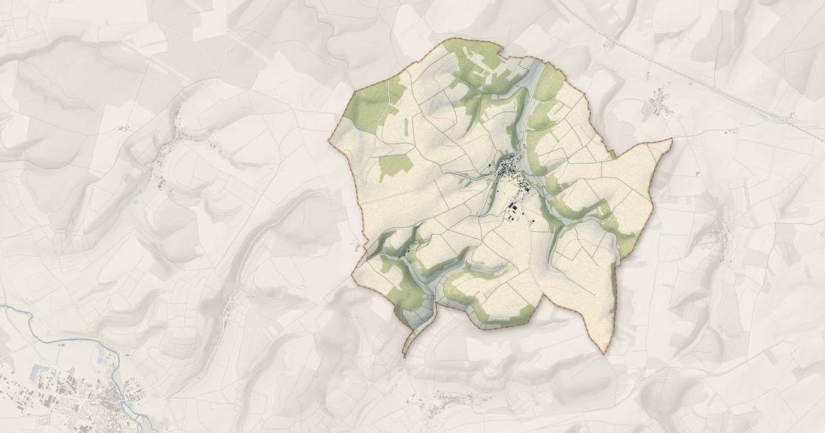 Portrait cartographique de Collan : relief, eau, forêts, bâti et voies, calculés à partir des données de l'IGN