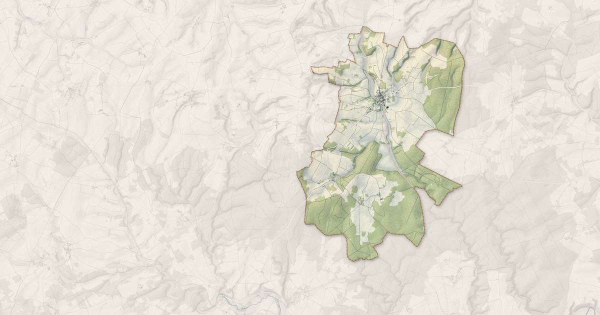 Portrait cartographique de Courson-les-Carrières : relief, eau, forêts, bâti et voies, calculés à partir des données de l'IGN