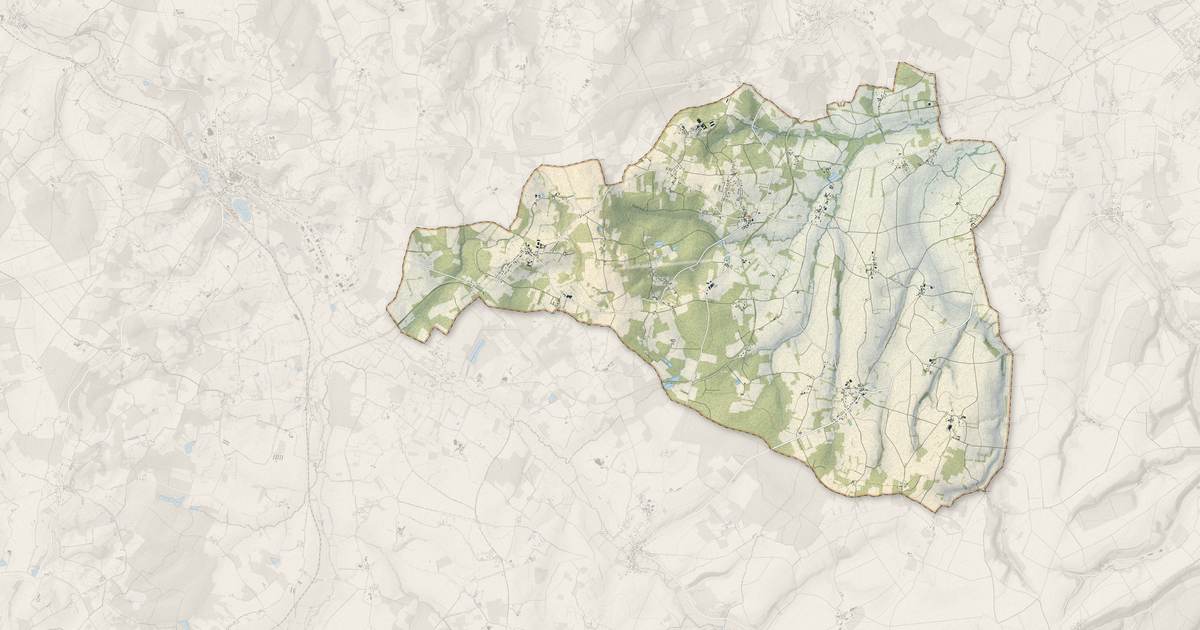 Portrait cartographique de Diges : relief, eau, forêts, bâti et voies, calculés à partir des données de l'IGN