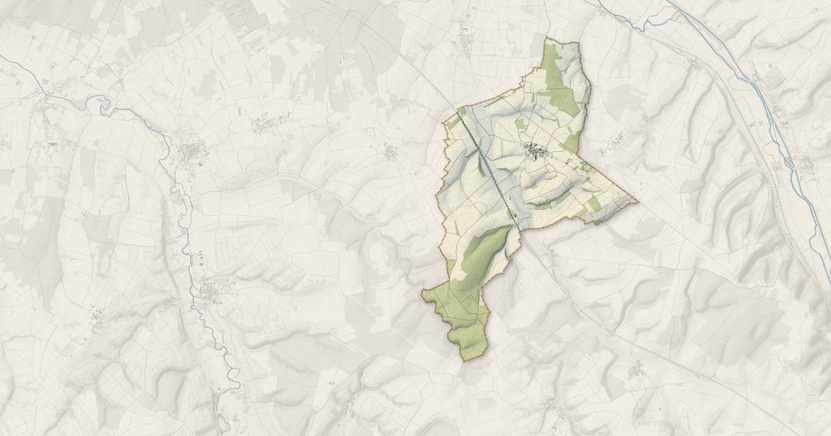 Portrait cartographique de Dyé : relief, eau, forêts, bâti et voies, calculés à partir des données de l'IGN