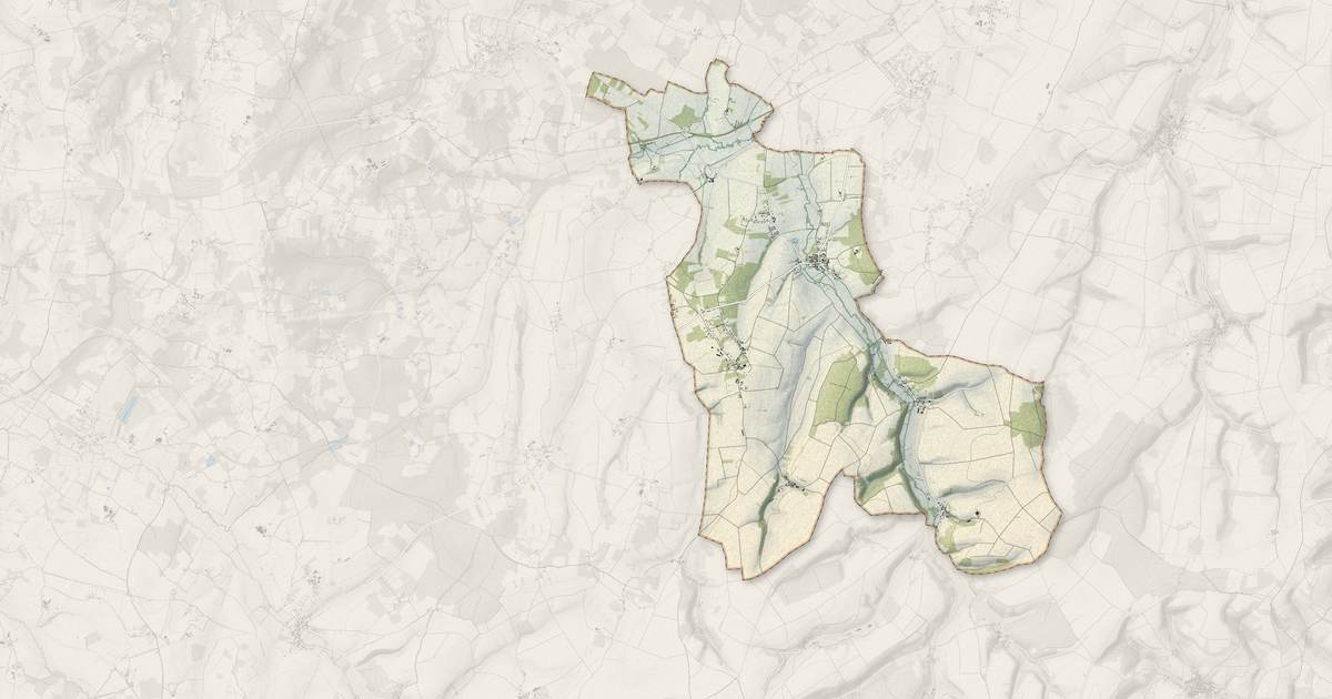 Portrait cartographique de Escamps : relief, eau, forêts, bâti et voies, calculés à partir des données de l'IGN