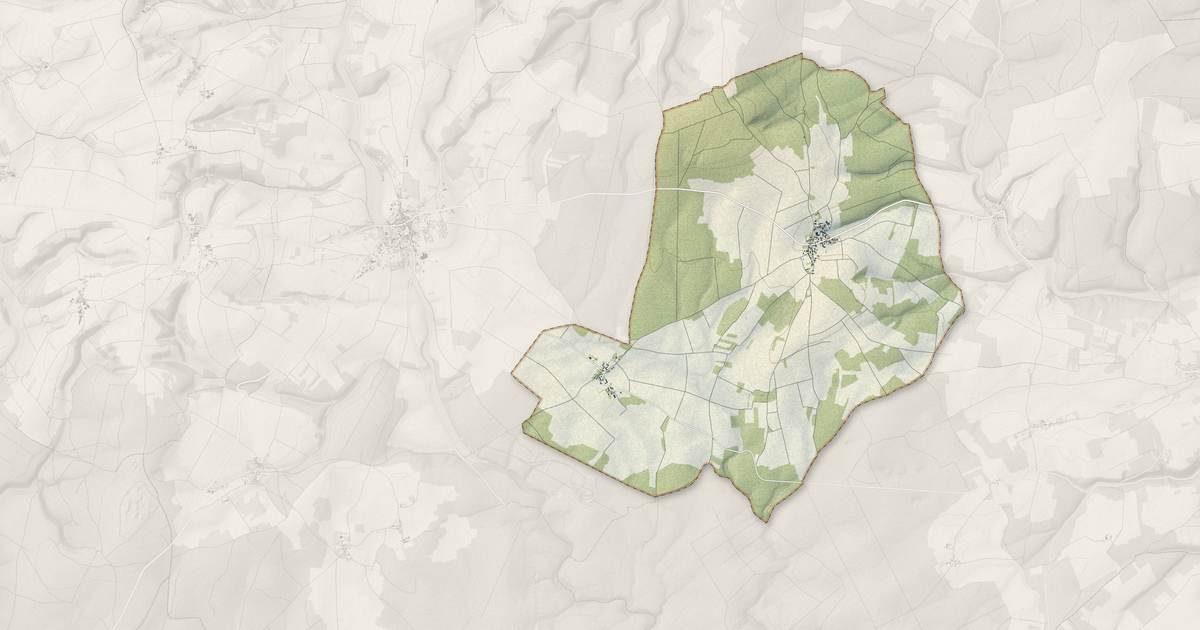 Portrait cartographique de Fouronnes : relief, eau, forêts, bâti et voies, calculés à partir des données de l'IGN