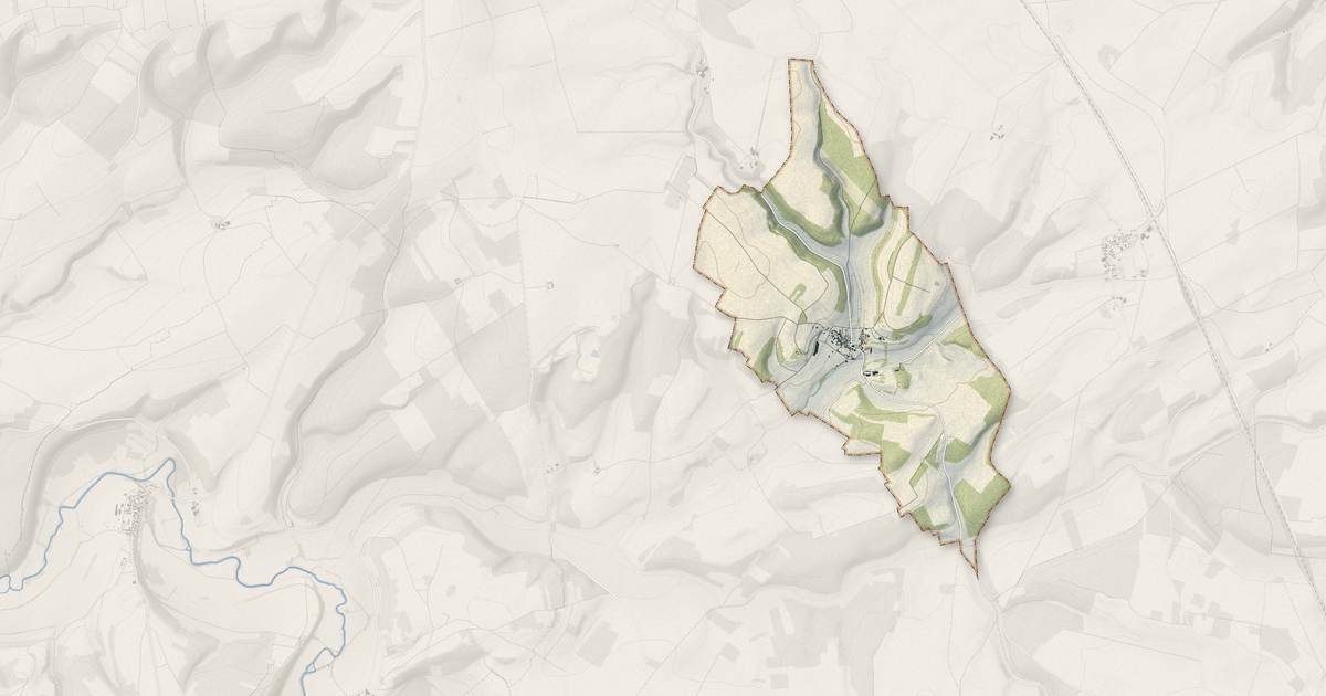 Portrait cartographique de Fresnes : relief, eau, forêts, bâti et voies, calculés à partir des données de l'IGN