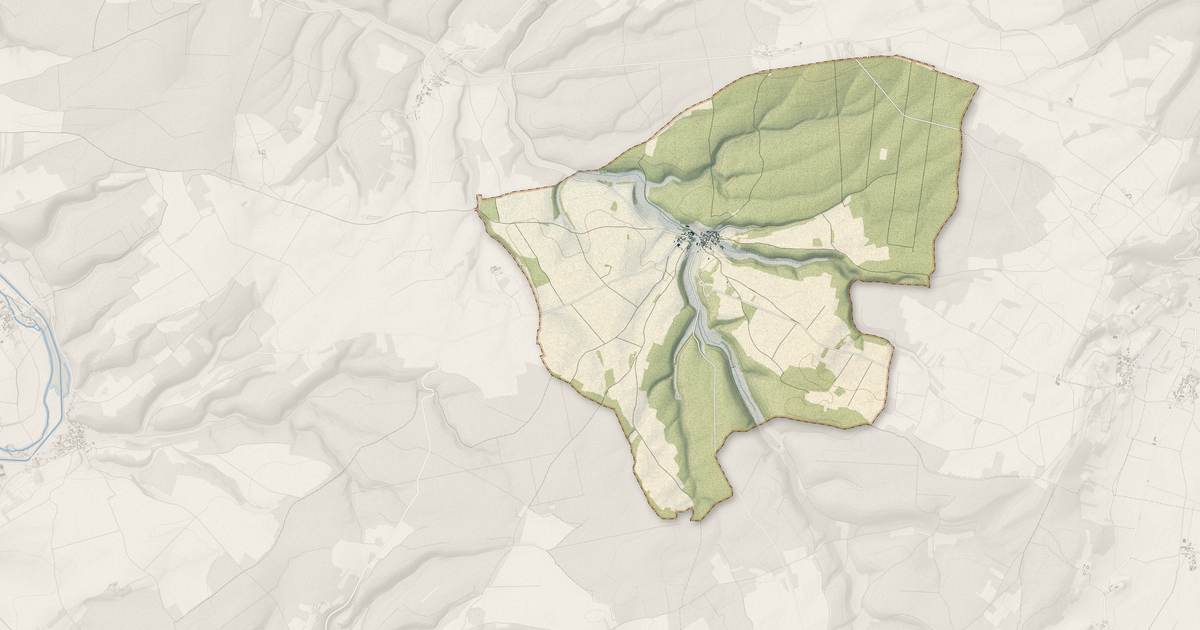 Portrait cartographique de Gland : relief, eau, forêts, bâti et voies, calculés à partir des données de l'IGN