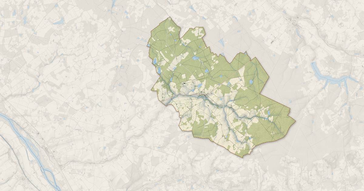 Portrait cartographique de Lavau : relief, eau, forêts, bâti et voies, calculés à partir des données de l'IGN