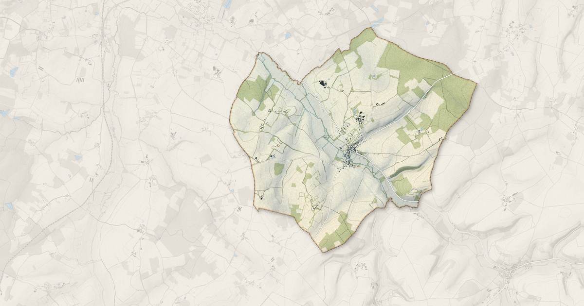 Portrait cartographique de Leugny : relief, eau, forêts, bâti et voies, calculés à partir des données de l'IGN